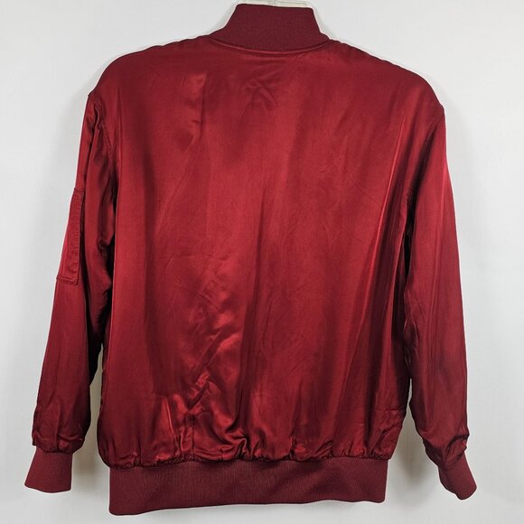 & Other Stories Womens 8 Bomber Jacket Red Wine Quilted Retro Varsity Style Coat - Picture 2 of 16